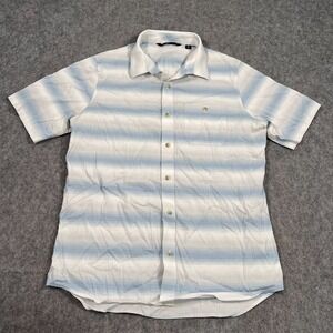 Travis Mathew Blue Striped You Never Know Button Up Shirt‎ Men's Size Medium